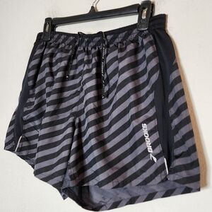 Brooks running athletic shorts. Black and grey stripe. 5".  Size medium